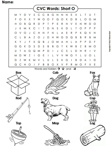 CVC Words: Short O Word Search