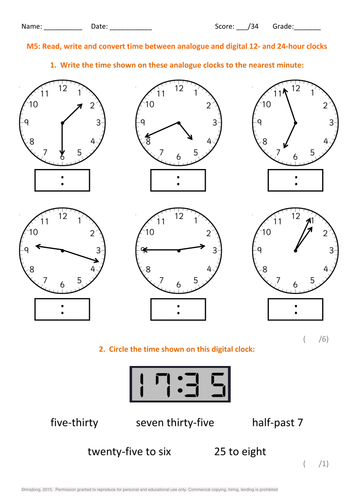 KS2: Time - Worksheets, Games and Mini-Assessments | Teaching Resources