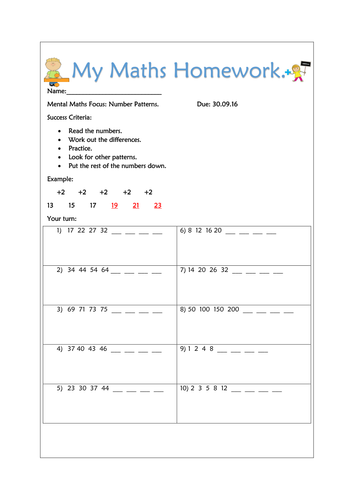 math homework format