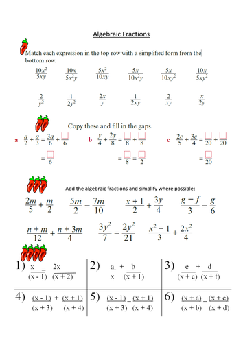 Algebraic Fractions | Teaching Resources