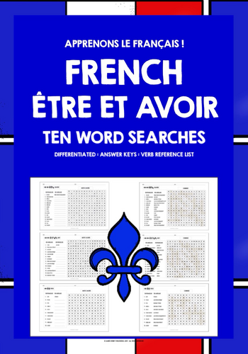 FRENCH ÊTRE & AVOIR WORD SEARCHES | Teaching Resources