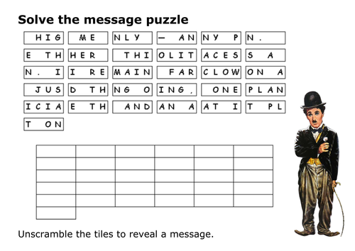 Solve the message puzzle from Charlie Chaplin