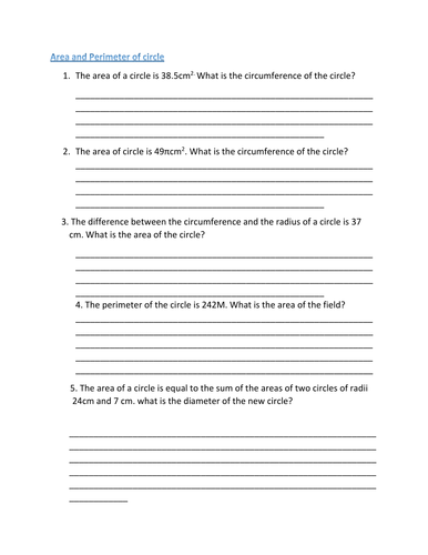 Area and Permeter of circle