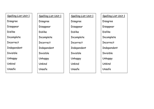 Year 3 Spelling Lists