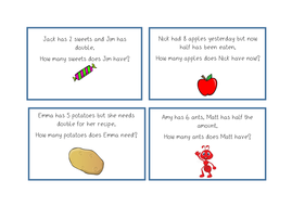 doubling and halving word problems year 1 by sophie5394 teaching