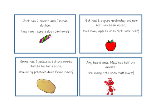 doubling and halving word problems year 1 teaching resources