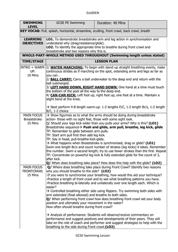 a level pe coursework examples swimming