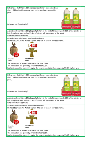 Percentages step by step lesson and resource pack and assesment x 4 ...