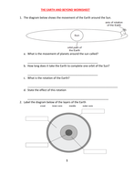 earth and beyond worksheet with answers teaching resources