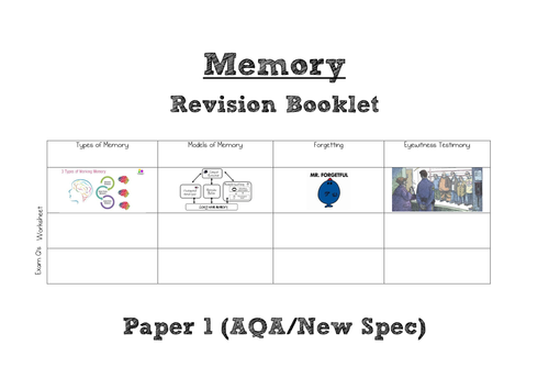 AQA A Level Psychology (New Spec) Memory WHOLE TOPIC Revision Booklet ...