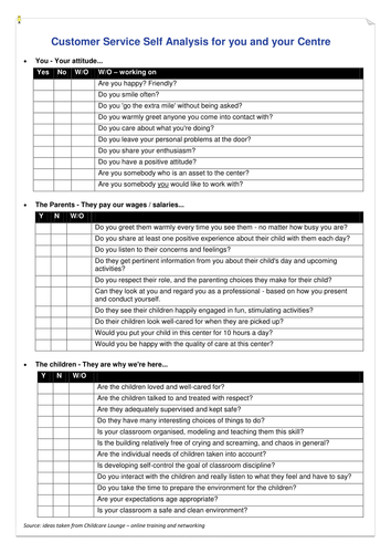 Free Printable Customer Service Worksheets