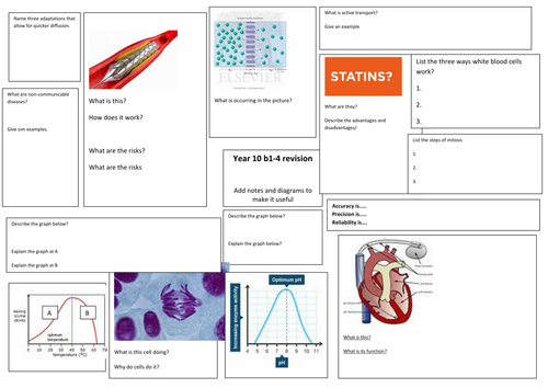 biology 1-4 aqa revision sheet | Teaching Resources