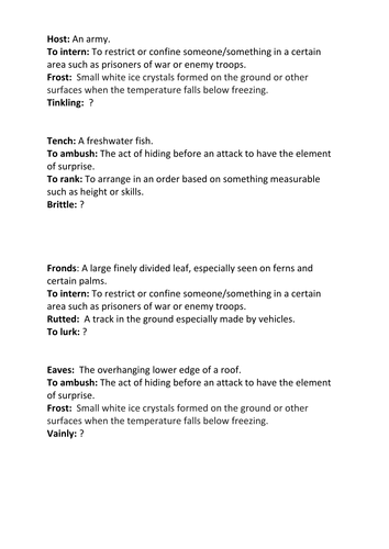 Hard Frost Poetry Analysis For High Ability Teaching Resources