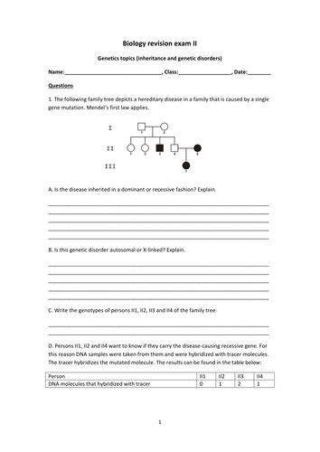 Biology Revision Exam II