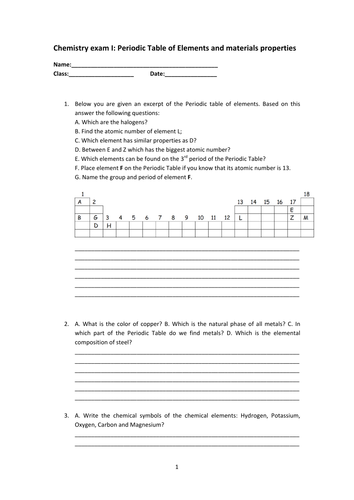 Chemistry Exam I