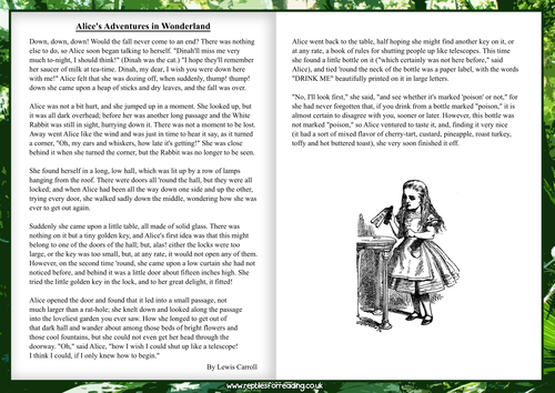 Alice In Wonderland Comprehension Questions Answers