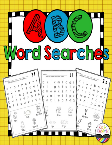 Alphabet Word Searches  Teaching Resources