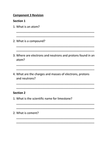 Old spec AQA ELC Science Component 3 Revision
