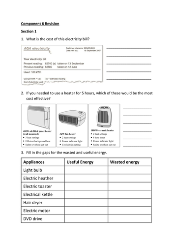 Old spec AQA ELC Science Component 6 Revision