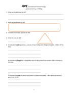 GCSE Physics Worksheet: GPE definition, formula Q&A | Teaching Resources