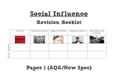 AQA A Level Psychology (New Spec) Social Influence WHOLE TOPIC Revision Book [Paper 1]
