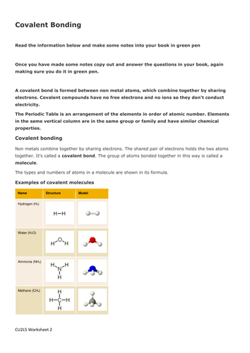 AQA Science Trilogy Chemistry Unit 2 Structure and Bonding Bundle Part ...