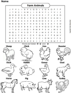 Farm Animals Word Search | Teaching Resources