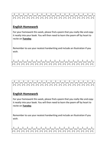 English poetry recital homework | Teaching Resources