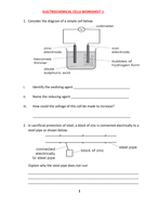 ELECTROCHEMICAL CELLS WORKSHEET WITH ANSWERS | Teaching Resources