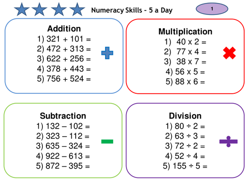 addition-subtraction-multiplication-division-5-a-day-numeracy-ks2-ks3-teaching-resources