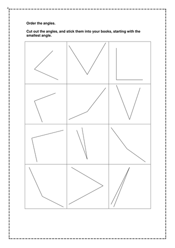 A selection of different sized angle flashcards.