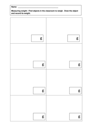 Ready made grid to record different weights