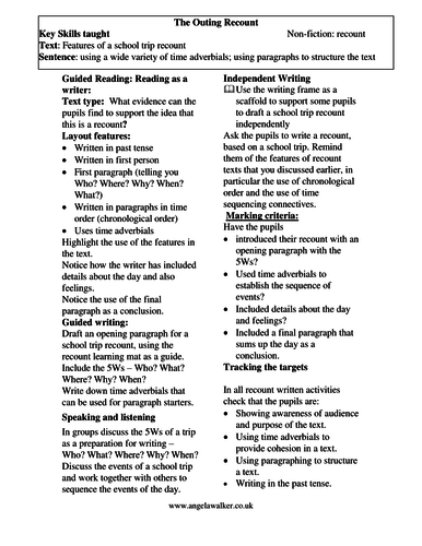 'The Outing' - recount text based on Rosen's trip poem with Teaching ...