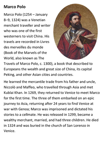 Marco Polo Activity Pack | Teaching Resources