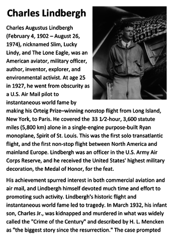 Charles Lindbergh Handout