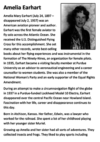 Amelia Earhart Handout