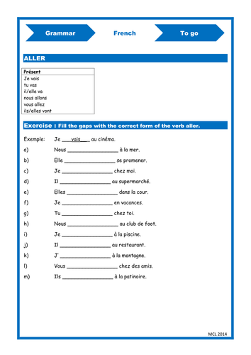 french conjugation aller faire 13 gcse teaching