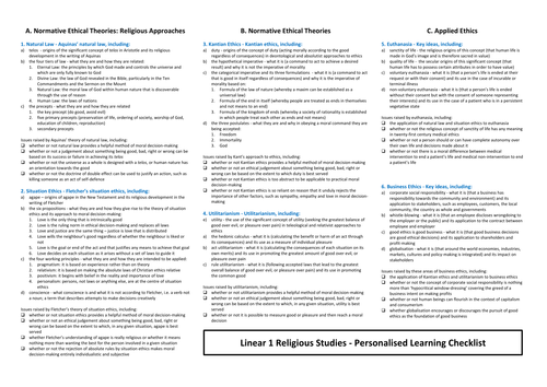 OCR Religious Ethics H173 A3 Summary of Specification