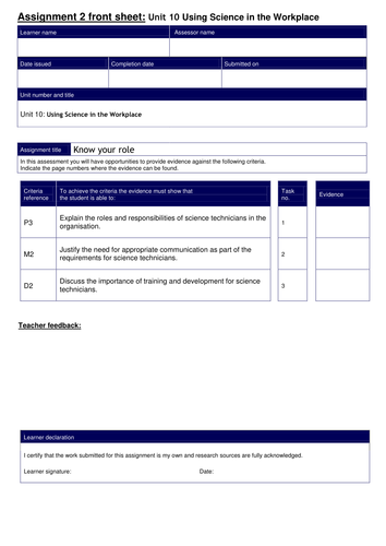 Edexcel BTEC Applied Science (2010) assignment briefs | Teaching Resources