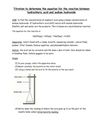 Making a standard solution and carrying out titration to find ...