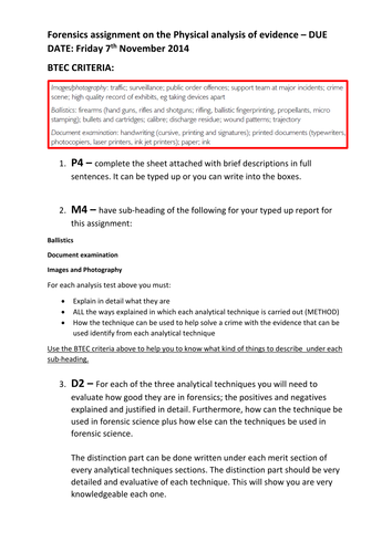 BTEC Applied Science Forensic Science Unit 32 | Teaching Resources