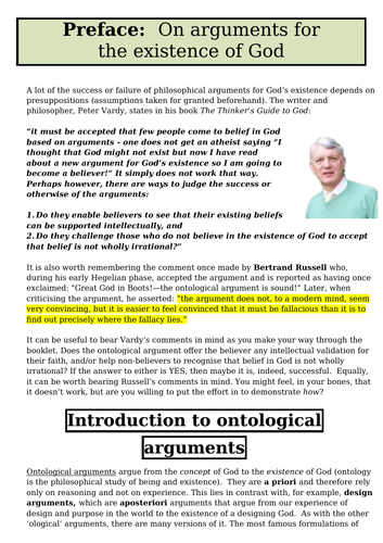 The Ontological Argument Teaching Resources