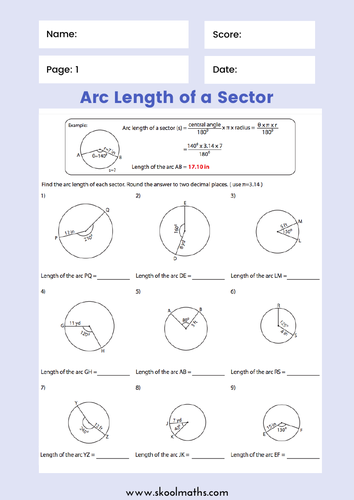 GCSE Arc Lengths And Sector Area | Teaching Resources