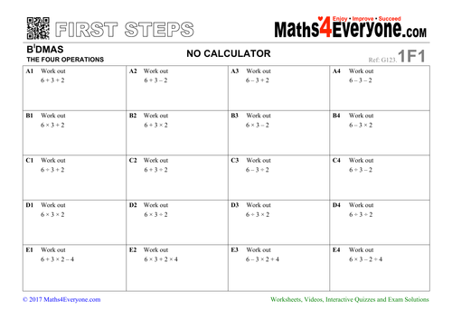 bidmas worksheets with solutions teaching resources