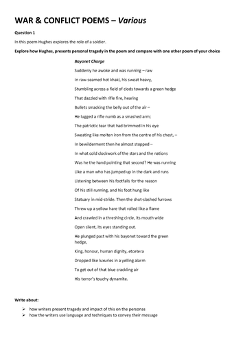 Aqa English Literature Paper 2 Power And Conflict Poetry Practice