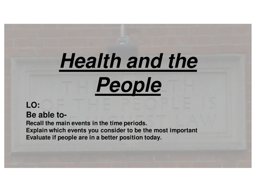Health and the People AQA lesson 1 and 2 | Teaching Resources