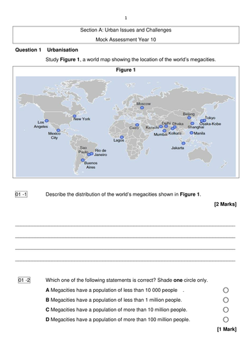 New AQA GCSE- Urban Issues and Challenges Assessment