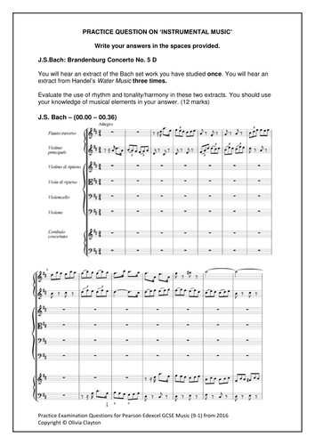 Edexcel GCSE Music (9-1) Listening Question: Instrumental Music (Comparison)