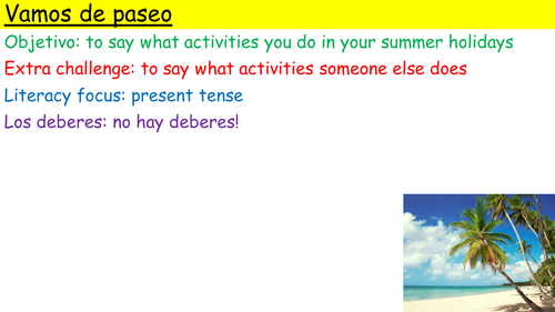 Y10 SPANISH VIVA M1: QUE HACES EN VERANO | Teaching Resources