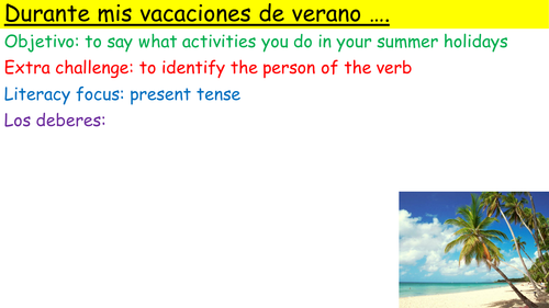 Y10 SPANISH VIVA M1: QUE HACES EN VERANO